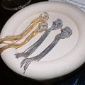 Luxury Copper Zircon Diamond Tassel Clip-on Earrings for Women Non-Pierced 2026 Jewelry view 4