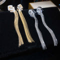 Luxury Copper Zircon Diamond Tassel Clip-on Earrings for Women Non-Pierced 2026 Jewelry view 2