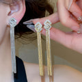 Luxury Copper Zircon Diamond Tassel Clip-on Earrings for Women Non-Pierced 2026 Jewelry view 1