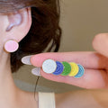 Dopamine Enamel Round Flower Alloy Stud Earrings For Women Spring Summer Sweet Cute Style view 4