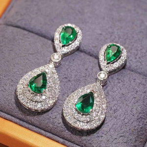 Teardrop Zircon Drop Earrings, Elegant Light Luxury Versatile Classic Jewelry For Women
