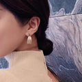Light Luxury Brushed Metal Circle Stud Earrings Statement Personality Design Fashion Jewelry view 3