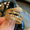 Spiral Electroplated Metal Bead Ring For Women, Coiled Snake Design Niche Fashion Jewelry view 1