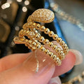 Spiral Electroplated Metal Bead Ring For Women, Coiled Snake Design Niche Fashion Jewelry view 2