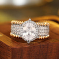Women's Two Tone Metal Edge Inlaid Ring, Old Money Urban French Style Fashion Jewelry view 6