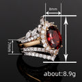 Dark Princess Style Three Piece Stackable Crown Ring Set With Faux Ruby Two Tone Design view 4