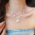 Old Money Boho Shell Faux Crystal Beaded Heart Animal Charm Collarbone Necklace For Women view 3