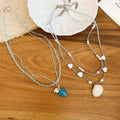 Old Money Boho Shell Faux Crystal Beaded Heart Animal Charm Collarbone Necklace For Women view 4