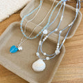 Old Money Boho Shell Faux Crystal Beaded Heart Animal Charm Collarbone Necklace For Women view 2
