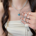 Old Money Boho Shell Faux Crystal Beaded Heart Animal Charm Collarbone Necklace For Women view 1