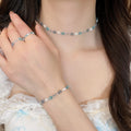 Fresh Summer Faux Crystal Beaded Flower Bracelet Ring Necklace Jewelry Set For Sweet Girls view 4