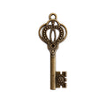 Crown Bow Skeleton Key Alloy Charm in 3 Metal Finishes view 5