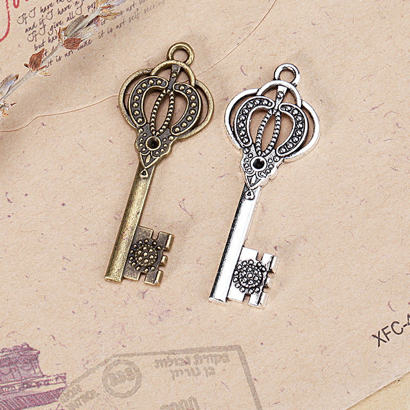 Crown Key Alloy Charm Pendant
