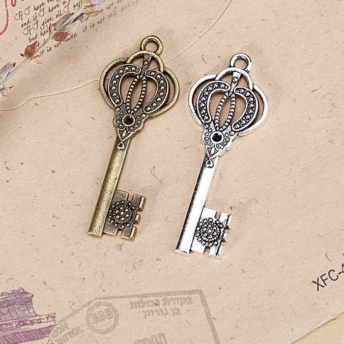 Crown Key Alloy Charm Pendant