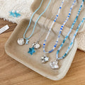 Summer Coastal Glass Beaded Shell Starfish Necklace Old Money Vacation Collarbone Choker view 2