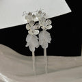 Light Luxury Resin Flower Petal Tassel Drop Earrings With Zircon Accents For Women view 1