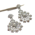 French Vintage Copper Snowflake Pearl Zircon Stud Earrings Light Luxury Court Style view 5