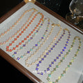 Light Luxury Stainless Steel Rhinestone Flower Necklace Bracelet Jewelry Set For Women view 3