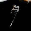 Korean Light Luxury Copper Zircon Double Layer Tassel Clip-on Earrings For Women No Piercing view 4