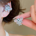 Cute Resin Bear Zircon Sparkle Clip-on Earrings For Women No Piercing Ear Cuff Jewelry view 3