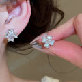 Light Luxury Copper Zircon Flower Clip-on Earrings For Women Sweet No-Piercing Ear Jewelry view 3