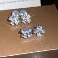 Light Luxury Copper Zircon Flower Clip-on Earrings For Women Sweet No-Piercing Ear Jewelry view 2