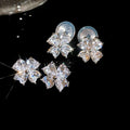 Light Luxury Copper Zircon Flower Clip-on Earrings For Women Sweet No-Piercing Ear Jewelry view 4