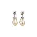 French Vintage Irregular Oval Faux Pearl Stud Earrings With Silver Posts Light Luxury Geometric Jewelry view 5