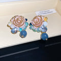 Elegant Floral Faux Pearl Crystal Stud Earrings With Silver Pins, Sweet Fairy Style view 2