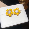 Sweet Forest Style Floral Artificial Crystal Beaded Stud Earrings With Silver Pins view 1