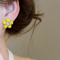Sweet Forest Style Floral Artificial Crystal Beaded Stud Earrings With Silver Pins view 4