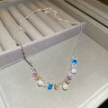 Light Luxury Copper Zircon Round Pearl Necklace Spring Summer Rainbow Dopamine Clavicle Choker view 4