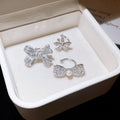 Light Luxury Zirconia Bow Faux Pearl Floral Clip-on Earrings For Non-Pierced Ears view 2