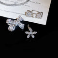 Light Luxury Zirconia Bow Faux Pearl Floral Clip-on Earrings For Non-Pierced Ears view 4