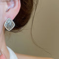 Alloy Full Rhinestone Twisted Diamond Stud Earrings Light Luxury Vintage Banquet Jewelry view 3
