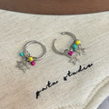 Sweet Cool Colorful Bead Hollow Star Charm Pendant Alloy Hoop Dangle Women's Fashion Earrings view 4