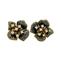 Vintage Resin Flower Rhinestone Clip-on Earrings Elegant Palace Style Luxury Jewelry view 5