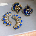 Vintage Resin Flower Rhinestone Clip-on Earrings Elegant Palace Style Luxury Jewelry view 3