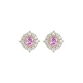 Copper Geometric Round Stud Earrings With Silver Post Color Gem Zircon Micro Pave Elegant Style view 5