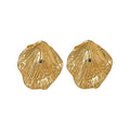 European Style Metal Crumpled Leaf Stud Earrings With Silver Pins, Elegant Minimalist Jewelry view 5