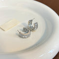 Luxury Half Hoop Rhinestone Studs For Women Sparkling Alloy Statement Minimalist Earrings view 4