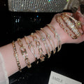 2026 New Light Luxury Copper Zircon Geometric Bamboo Segment Bangle For Women view 3