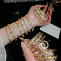 2026 New Light Luxury Copper Zircon Geometric Bamboo Segment Bangle For Women view 1