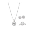 Light Luxury Copper Zircon Square Pendant Necklace Stud Earrings Ring Jewelry Set view 5