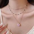 2026 New Multilayer Colorful Stone Enamel Oval Alloy Necklace Old Money Geometric Choker view 3