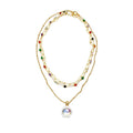2026 New Multilayer Colorful Stone Enamel Oval Alloy Necklace Old Money Geometric Choker view 5