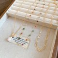 2026 New Multilayer Colorful Stone Enamel Oval Alloy Necklace Old Money Geometric Choker view 4