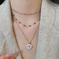 2026 New Multilayer Colorful Stone Enamel Oval Alloy Necklace Old Money Geometric Choker view 1