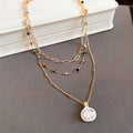 2026 New Multilayer Colorful Stone Enamel Oval Alloy Necklace Old Money Geometric Choker view 2