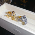 Light Luxury Copper Cheetah Open Ring With Oval Zircon Leopard Design For Index Finger view 2